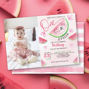 Invitation One in a Melon Watermelon Photo Anniversaire