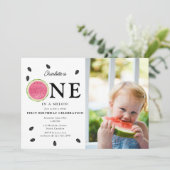 Invitation One in a Melon Watermelon Summer Photo Anniversair (Debout devant)