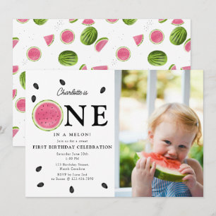 Invitation One in a Melon Watermelon Summer Photo Anniversair