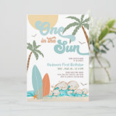 Invitation ONE In SUN Surfing 1er Birthday Beach Party (Debout devant)