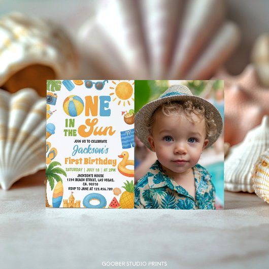 Invitation One In The Sun 1st Birthday Summer Party Photo