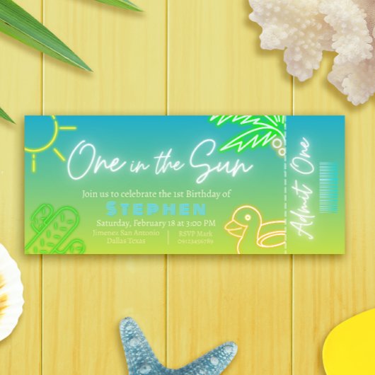 Invitation One in the Sun - Billet d'anniversaire garçon 1er