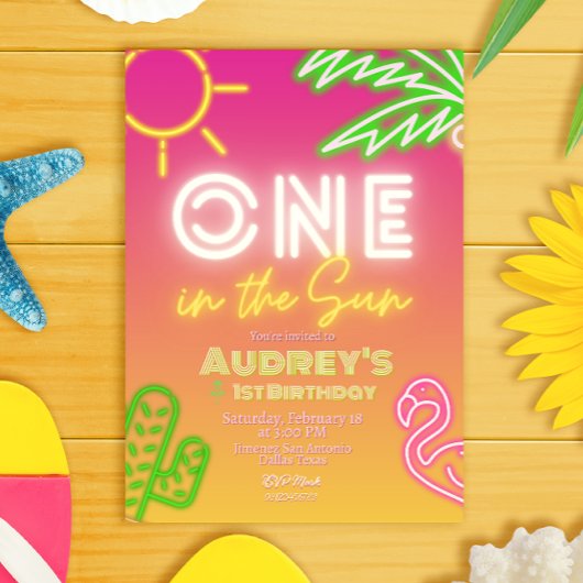 Invitation One in the Sun - Fille 1er anniversaire