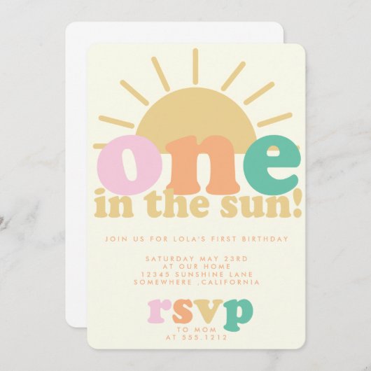Invitation One In The Sun Invite (Devant / Derrière)