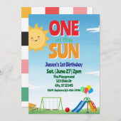 Invitation One in the Sun, Playground 1st Birthday (Devant / Derrière)