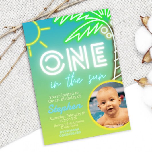 Invitation One in the Sun - Pool Party avec photo