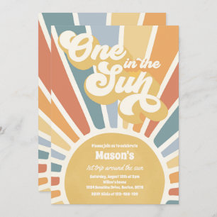 Invitation One In The Sun Retro Sunshine 1er Anniversaire