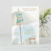 Invitation One in the Sun Summer Beach First Birthday (Debout devant)