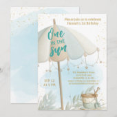 Invitation One in the Sun Summer Beach First Birthday (Devant / Derrière)