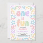 Invitation One Is Fun Colorful Confetti Balloon 1st Birthday (Devant)