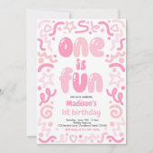Invitation One Is Fun Colorful Confetti Balloon 1st Birthday (Devant)