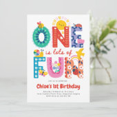Invitation One is Fun Invitation, Girls First Birthday  (Debout devant)