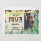 Invitation One Jungle 5e Anniversaire Party 5 Safari ZOO Phot (Devant)