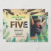 Invitation One Jungle 5e Anniversaire Party 5 Safari ZOO Phot (Devant / Derrière)