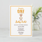 Invitation One Lucky Duck First Birthday  (Debout devant)