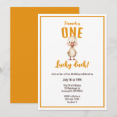 Invitation One Lucky Duck First Birthday  (Devant / Derrière)