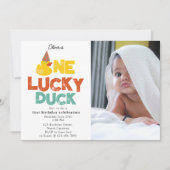 Invitation One Lucky Duck Invite 1st  First Birthday Photo (Devant)