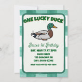 Invitation One Lucky Duck, Mallard Green 1st Birthday (Devant)
