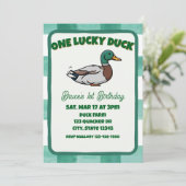 Invitation One Lucky Duck, Mallard Green 1st Birthday (Debout devant)