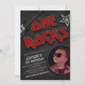 Invitation One Rocks Anniversaire avec photo (Devant)