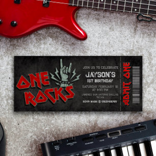 Invitation One Rocks - Billet garçon 1er anniversaire