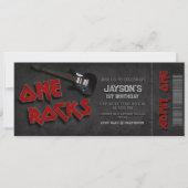 Invitation One Rocks - Billet garçon 1er anniversaire (Devant)