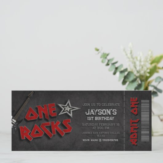 Invitation One Rocks - Garçon 1er anniversaire (Debout devant)