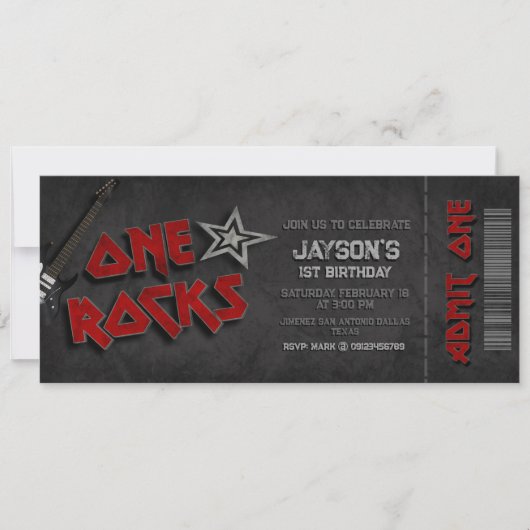 Invitation One Rocks - Garçon 1er anniversaire (Devant)