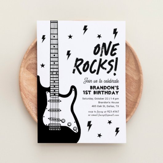 Invitation One Rocks Guitar Rock et Roll 1er Anniversaire