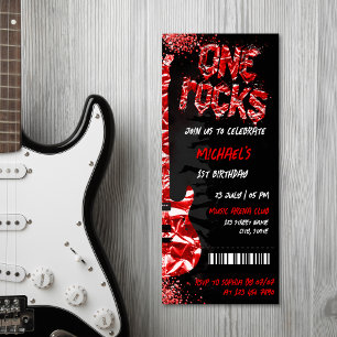Invitation One Rocks Music Theme Concert Billet Anniversaire