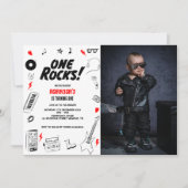 Invitation One Rocks noir blanc Rockstar 1er anniversaire Pho (Devant)