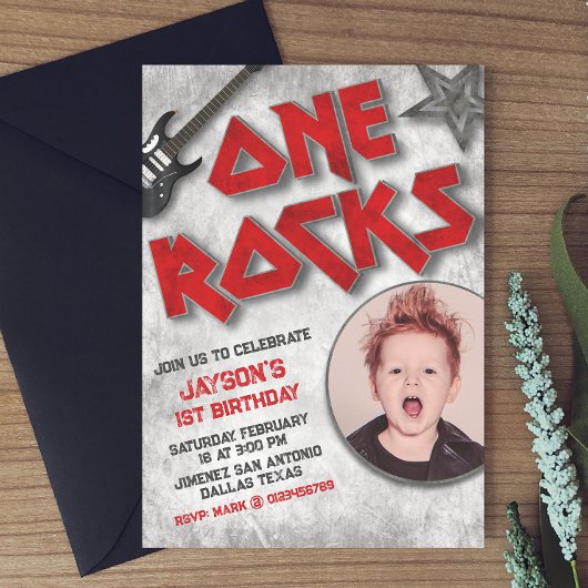 Invitation One Rocks - Une année fêtée avec photo