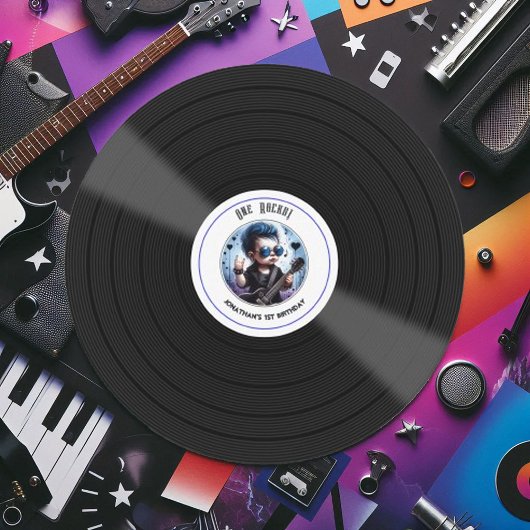 Invitation "One Rocks !" Vinyl Record Rock Star 1er anniversa