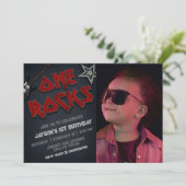 Invitation One Rocks with Picture - 1er anniversaire (Debout devant)