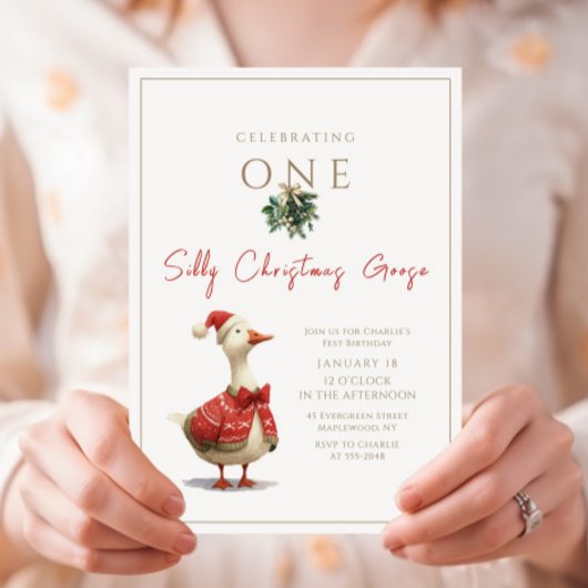 Invitation One Silly Christmas Goose Fest Winter Birthday