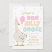 Invitation One Silly Goose 1er Anniversaire fête Printemps An (Devant)
