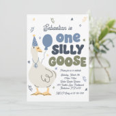 Invitation One Silly Goose 1er Anniversaire fête Printemps An (Debout devant)