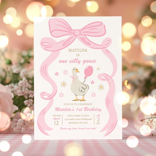 Invitation One Silly Goose 1er Anniversaire fête Printemps An