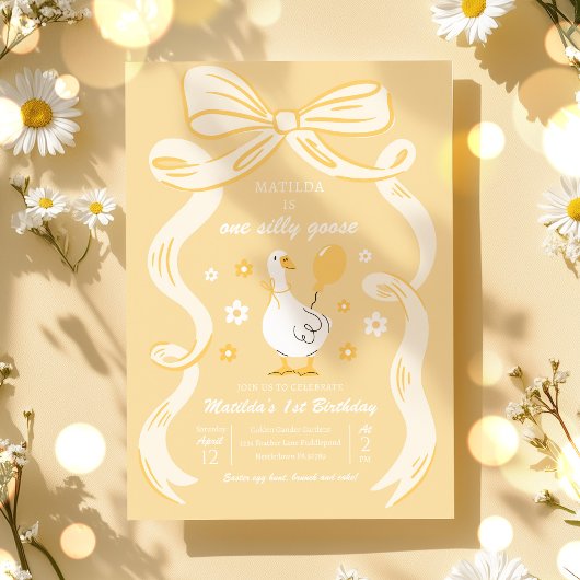 Invitation One Silly Goose 1er Anniversaire fête Printemps An