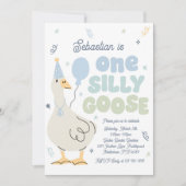 Invitation One Silly Goose 1er Anniversaire fête Printemps An (Devant)