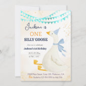 Invitation One silly goose 1st birthday blue cool cute boy (Devant)