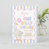 Invitation One Silly Goose 1st Birthday Party Spring Birthday (Debout devant)