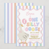 Invitation One Silly Goose 1st Birthday Party Spring Birthday (Devant / Derrière)