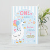 Invitation One Silly Goose 1st Birthday Party Spring Birthday (Debout devant)