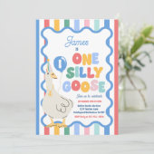 Invitation One Silly Goose 1st Birthday Party Spring Birthday (Debout devant)