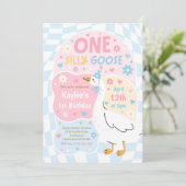 Invitation One Silly Goose 1st Birthday Party Spring Birthday (Debout devant)