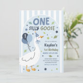 Invitation One Silly Goose 1st Birthday Party Spring Birthday (Debout devant)