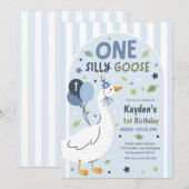 Invitation One Silly Goose 1st Birthday Party Spring Birthday (Devant / Derrière)