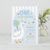 Invitation One Silly Goose 1st Birthday Party Spring Birthday (Debout devant)