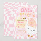 Invitation One Silly Goose 1st Birthday Party Spring Birthday (Devant / Derrière)